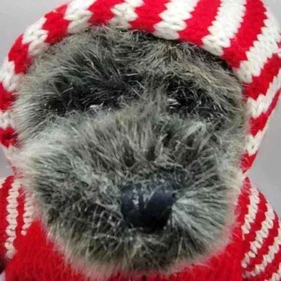 Dillars Grey Teddy Bear Patriotic USA Knitted Sweater Hoodie Soft Faux Fur - Picture 7 of 10